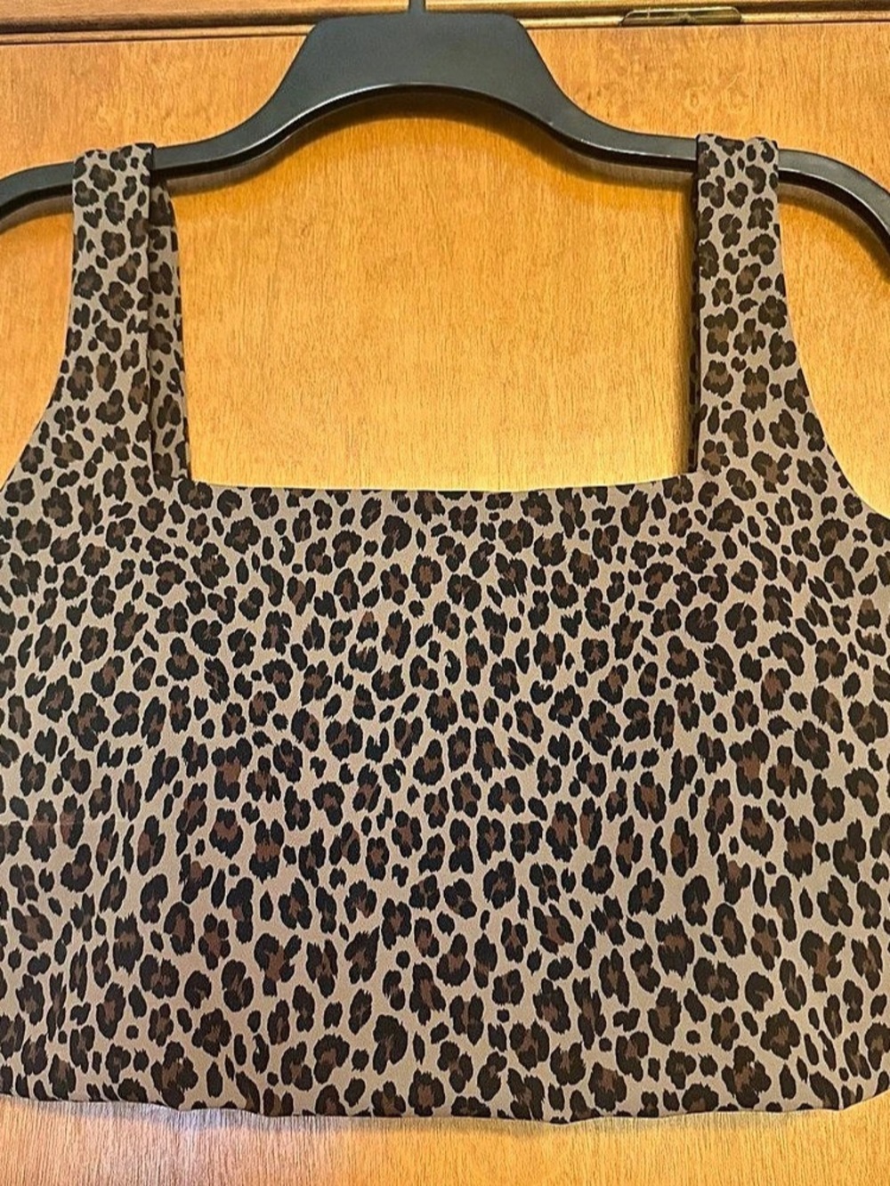 SPANX Get Moving Embossed Leopard Print Square Neck Shelf Bra/tank Large